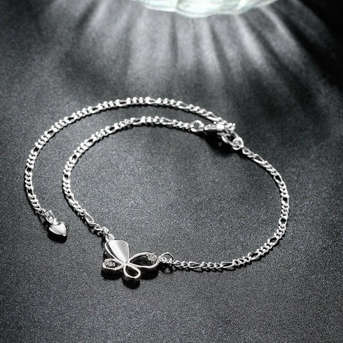 Yuren Zircon Butterfly Charm Adjustable Chain 925 Sterling Silver Ankle Bracelet for Women Anklet Foot Bracelet Sandals Beach Feet Diamond Anklet...