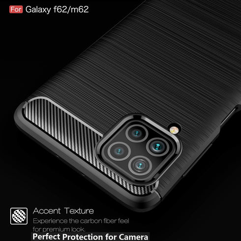 Case Compatible with Samsung Galaxy M62 Case Compatible with Galaxy F62 Case, Carbon Fiber Texture Design Cover Shock Absorption Compatible with S...
