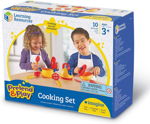 Learning Resources Pretend & Play Cooking Set - 10 Pieces, Ages 3+ Pretend Play Food for Toddlers, Preschool Learning Toys, Kitchen Play Toys for ...