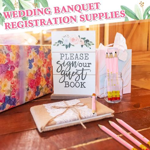 Crtiin 50 Pcs Wedding Pencils for Bridal Shower Half Pencils with Eraser Game Pencils Mini Golf Pencils 4 Inch Short Pocket Pre Sharpened Pencil f...