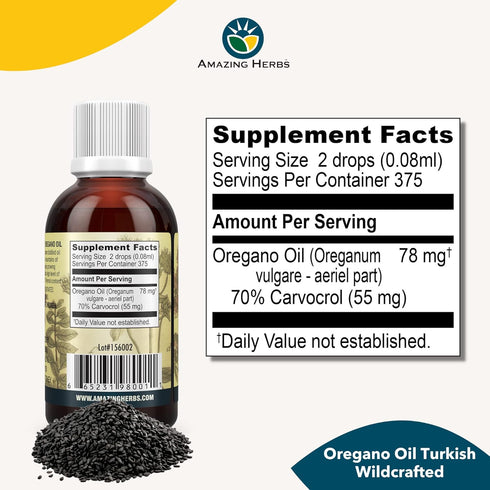 Amazing Herbs Pure Oregano Essential Oil - 100% Pure Oregeno Oil, Improves Cardiovascular Health and Promotes Gastrointestinal and Respiratory Hea...