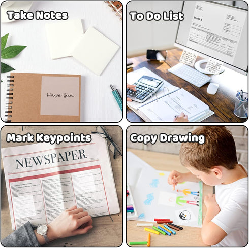 EOOUT 3X3 Inch 900 Pcs, Transparent Sticky Notes, 18 Packs Clear Self-Stick Notes, Waterproof Translucent Memo Note Pads, Easy to Post at Home, Of...