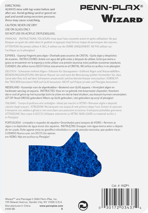 Penn-Plax WZP1 Wizard Grime Scrubber Pad – for Glass Tanks – 3” x 4”...