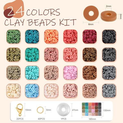 TEXGIZRLY Clay Bead Bracelet Kit, Friendship Bracelet Making Kit for Girls, 24 Colors Clay Beads for Bracelets Making, Beads for Jewelry Making Ki...