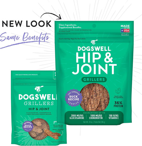 Dogswell Hip and Joint Grain-Free Duck Grillers for Dogs, 10 Ounces, Model: 842188...
