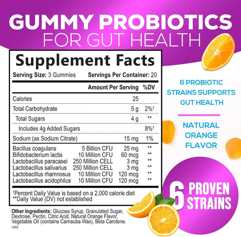 Nature’s Acidophilus Probiotics for Women & Men Gummies, 5 Billion CFU, 6 Strains, Daily Probiotic Supplement Gummy to Support Digestive Health, N...