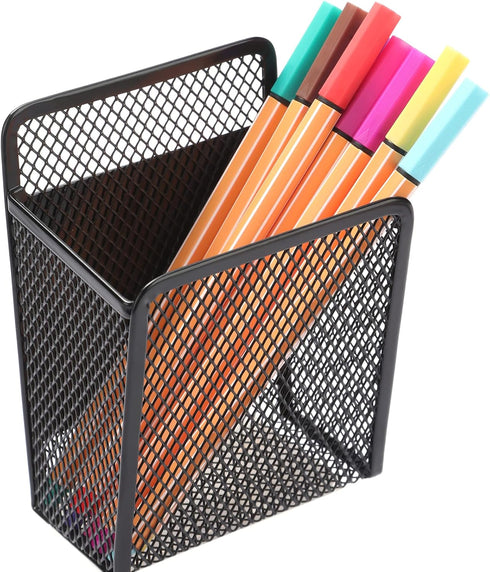 Magnetic Pencil Holder - Extra Strong Magnets Mesh Marker Holder Perfect for Whiteboard, Refrigerator and Locker Accessories (1 Baskets, Black)......