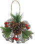 Pinecone Berry Pine Twig Christmas Ornaments - Set of 8 - Glittered Snowflakes and Bells with Pine Cones Greenery and Red Berries - Xmas Décor - C...