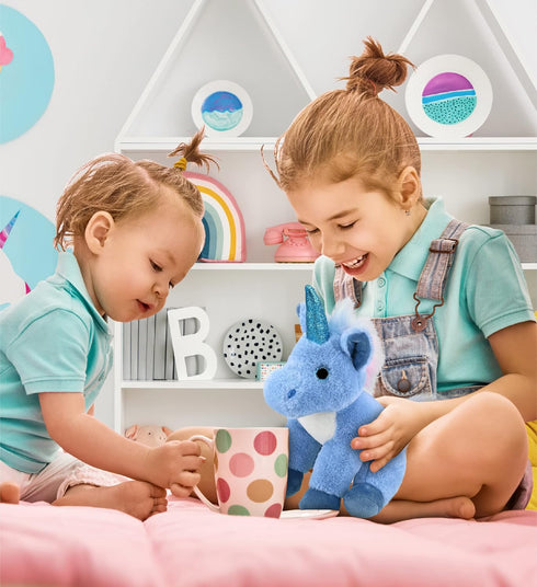 DolliBu Plush Blue Unicorn Stuffed Animal - Soft Huggable Unicorn, Adorable Playtime Unicorn Plush Toy, Cute Fantasy Cuddle Gifts for Kids and Adu...