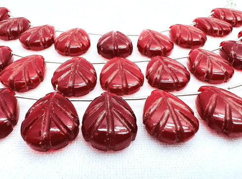 1 Strand Ruby 9 Pcs Beads Size 18X14Mm Leaf Shape Cut Smooth Beads For Jewellery Making, Beading & Craft Supplies Kcrafts-Rk_K35...
