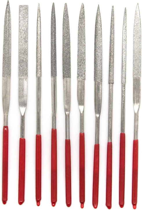 AUEAR, Set of 10 Pack Mini Diamond Needle File Set Barrette Crossing Knife Equaling Warding Square Three Square Round Tapered Round Half Round for...