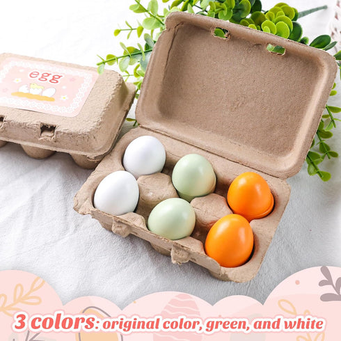 SallyFashion 6PCS Wooden Egg Toys, Easter Egg Toys Wooden Play Food Pretend Play Food Sets for Kids Early Development Learning Birthday Gifts...