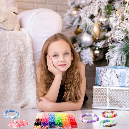 AIXPROBEAD Bracelet Making Kit - 24 Colors Pony Beads Set, Friendship Bracelet Craft Kit with Beads for Bracelet and Jewelry Design for Girls and ...