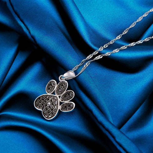 925 Sterling Silver Cubic Zirconia Animal Kitten Cat Paw Print Dolphin Pendant Necklace 17" / 18" Chain (Paw Print)...