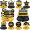 10Pcs Happy Retirement Decorations Table Honeycomb Centerpieces Party Supplies, Black Gold Retirement Adventure Awaits Table Centerpieces for Wome...