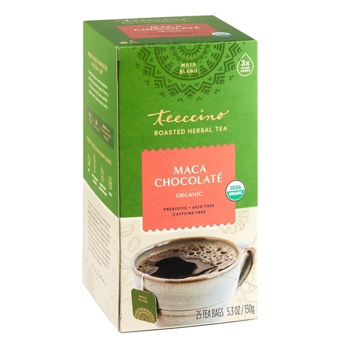 Teeccino Maca Chocolaté Herbal Tea - Rich & Roasted Herbal Tea That’s Caffeine Free & Prebiotic with Natural Energy from Adaptogenic Peruvian Maca...