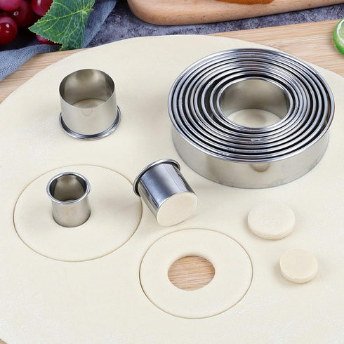Round Cookie Cutters Set 12 Pieces Bistcuit Cookie Cutters Circle Pastry Cutters Round Donut Ring Molds for Baking for Pastries Doughs Doughnuts...