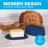 Midnight Blue Butter Dish with Lid For Countertop - Modern Bamboo Butter Crock - Dishwasher Safe Butter Keeper - Butter Holder Container Perfect F...
