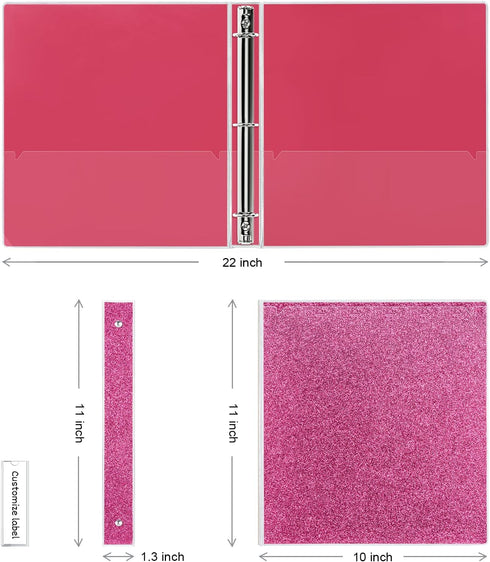 3 Ring Binder 1 Inch Pink Binders Fashion View Binder with 2 pockets for Office Supplies, Waterproof, Deep Pink...