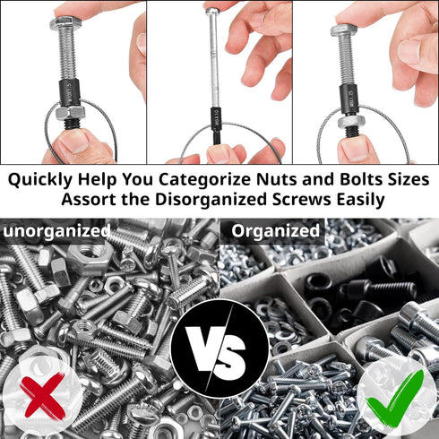 Nut & Bolt Thread Checker 26 Male/Female Gauges (14 Inch & 12 Metric) Nut and Bolt Thread Size Checker Thread Identifier Gauges...