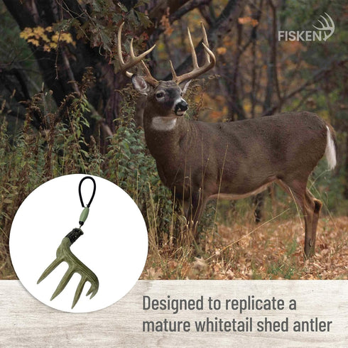 Whitetail Deer Shed Antler Ornament for Rear View Mirror Hunting Charm Accessory for Hunters. Hand Painted Hunting Gift for Friend, Dad, Brother, ...