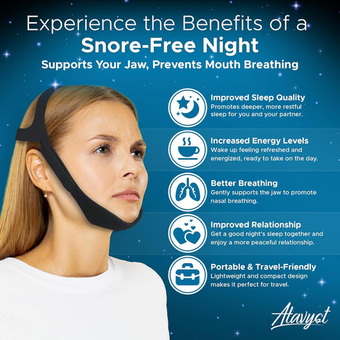Anti Snoring Chin Strap for Men and Women CPAP Users - Airflow Jaw Strap - Effective Snore Solution for Excessive Snoring...