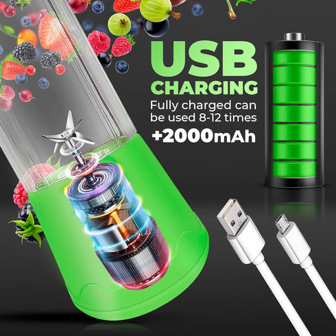 Portable Blender - Compact and USB Rechargeable Personal Travel Blenders for Smoothies, Shakes and Ice - Mini Fruit Juice Mixing Shaker Bottle - 3...