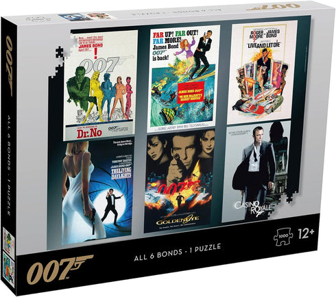 Top Puzzles James Bond Actor Debut 1000 Piece Jigsaw Puzzle Game, Featuring 6 classic Movie posters, Assemble Golden Eye, Casino Royale, Live and ...