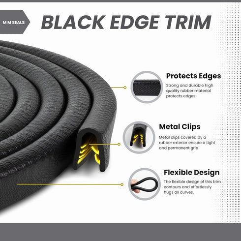 Edge Trim Black Large, Fits Edge 1/4 Inch, Length 10 Feet (3.05 Meter)...