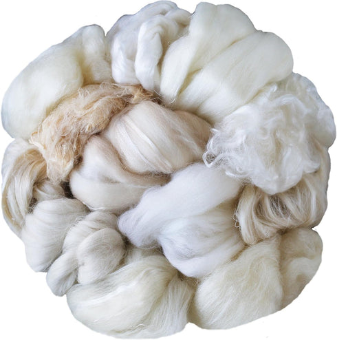Assorted White Merino Roving Ends & Mixed Fiber Waste - Bulk Top Fiber for Felting, Spinning, Blending & Hand Dyeing...