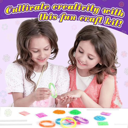 HAPMARS Make Your Own Glitter Water Bracelets Craft Kit, Gem Art Bracelet for kid, Friendship Bracelet Jewelry Making Kit, Art & Craft Gift for Gi...