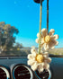 Crochet Daisy Car Accessories for Women Girls Cute Rear View Mirror Hanging Charms Handmade Daisy Flower Gifts for Crochet Lovers Car Decor Automo...
