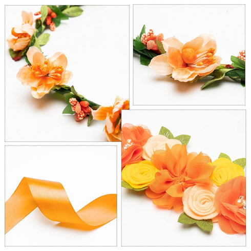 Little Cutie Citrus Maternity Sash Mom to Be & Daddy to Be Corsage Orange Clementine Flower Crown Pregnancy Sash Decoration Autumn Baby Shower Kit...