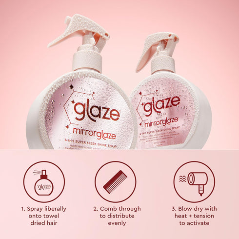 glaze MirrorGlaze Super Sleek Hair Shine Spray – Transforms Frizz to Glass-Like Shine, Protects from Heat, Blocks Humidity + Repairs Bonds – 6.4 o...