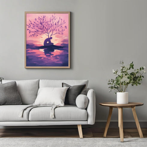 Posterizer 1 pcs-pink purple art-growth in solitude-in oil painting style 1-Abstract & Modern Art-Floral & Botanical Art-Chic Home Decor- unframed...