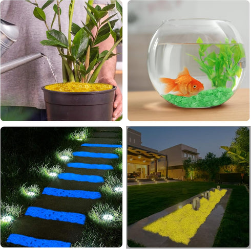 200pc Blue Fish Tank Rocks Glow in The Dark Stones Glow Rocks for Fish Tank Rocks Glow in Dark Outdoor Decorative Stones for Garden Landscape,Blue...
