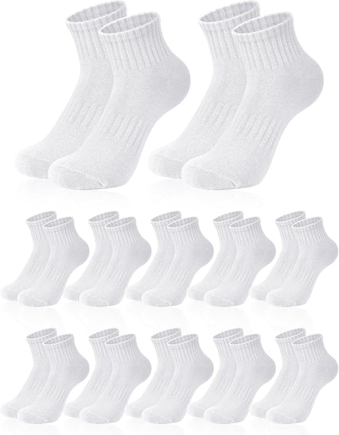 12 Pairs Mini Crew Socks for Women Soft Cotton Ankle Socks Athletic Running Quarter Socks for Tennis Daily Golf Sport...