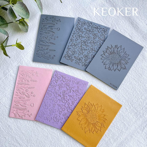 Keoker Polymer Clay Texture Sheets, Clay Texture Mat for Making Earrings Jewerly, Polymer Clay Earrings Tools (No.5 Floral)...