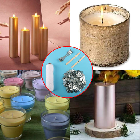 MILIVIXAY 45ply Square Braided Candle Wick Bundle:200 Foot Spool Cotton Wicks, 200 pcs Candle Wick Sustainer Tabs(Dia:0.75"(19.0mm)), 200pcs Wick ...