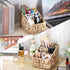 BTSKY 3 Slots Natural Woven Remote Control Holder for Desk Water Hyacinth Media TV Caddy Storage Holder Office Supply Storage Rack Desk Accessorie...