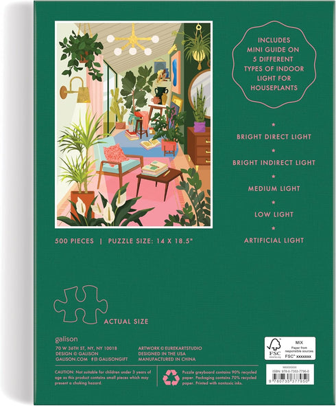 Galison Lighting 101: Houseplants – 500 Piece Book Puzzle with Beautiful Plant and Interior Design Artwork Packaged in Magnetic Keepsake Book Size...