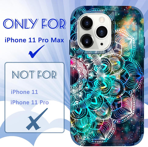 for iPhone 11 Pro Max Case, Designer Mandala Pattern Heavy Duty Protective Shockproof 11 Pro Max Phone Cases for Women Men Girls Boys, Hard Bumper...