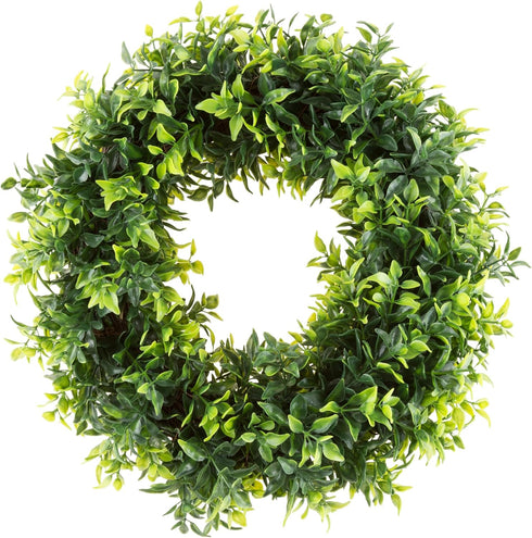 11.5-Inch Opal Basil Wreath - UV Resistant Artificial Summer, Fall, Winter, or Spring Wreath - Indoor/Outdoor Wreaths for Front Door by Pure Garde...