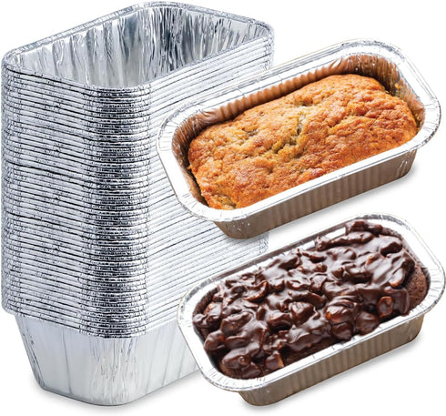 Spare Essentials Aluminum Pans - Mini Foil Loaf Pans (55 Pack) 1Lb - 1 Pound Disposable Aluminum Baking Pans for Individual Bread, Cake, Meatloaf ...