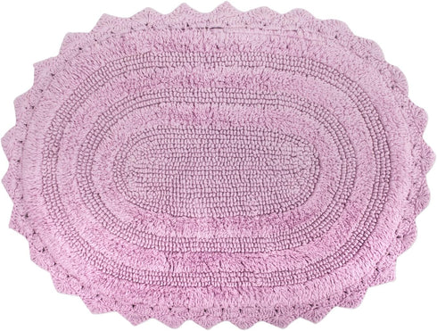 DII Crochet Collection Reversible Bath Mat, Small Oval, 17x24, Mauve...