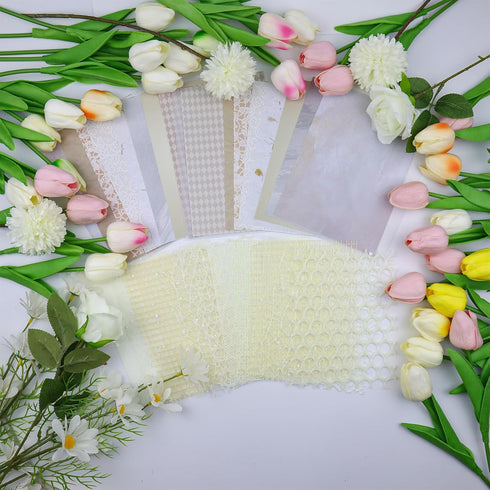 30Pcs Assorted Scrapbook Paper Supplies, Mixed Decorative Paper and Mesh Fabric Craft Accesorries, Textured Paper for Scrapbooking Junk Journal Jo...