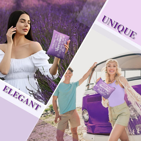 Hillban 6 Pcs Purple Makeup Bag Gifts Purple Lover Gift Purple Inspirational Zipper Cosmetic Pouch Christmas Gifts Purple Makeup Toiletry Bag for ...