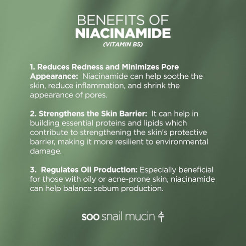97.5% Snail Mucin Serum - Korean Niacinamide Serum - Glass Skin K Beauty Skincare Routine - Cruelty Free Skin Care for Anti Aging 1oz...