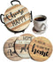 PANCHH Rustic Farmhouse Stone & Cork Coasters for Drinks, Absorbent - Set of 6 Coasters with Holder - Best Housewarming Gifts for New Home Ideas -...