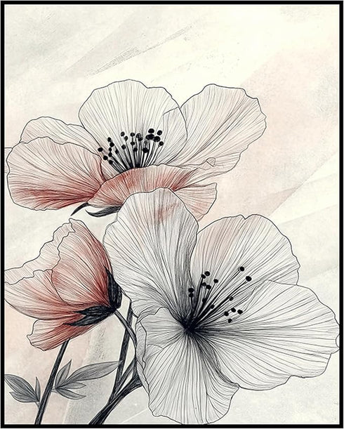 Posterizer 1 pcs-minimalist floral line drawing-pink chic poster-Floral & Botanical Art-Abstract & Modern Art-Decor for Home & Office- unframed wa...